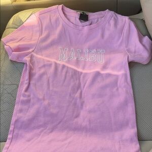 Target Pink 'Malibu' Ribbed Short Sleeve Tee